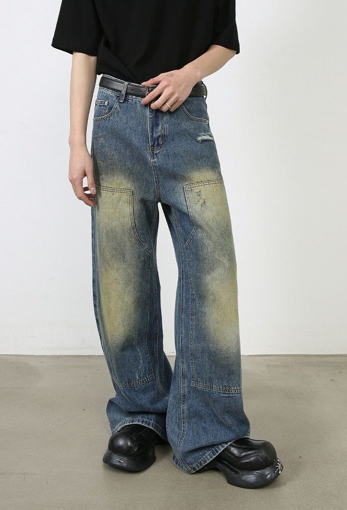 Japanese Brand × Jean Vintage distressed washed loose straight-leg work jeans Size US 32 / EU 48 - 4 Thumbnail