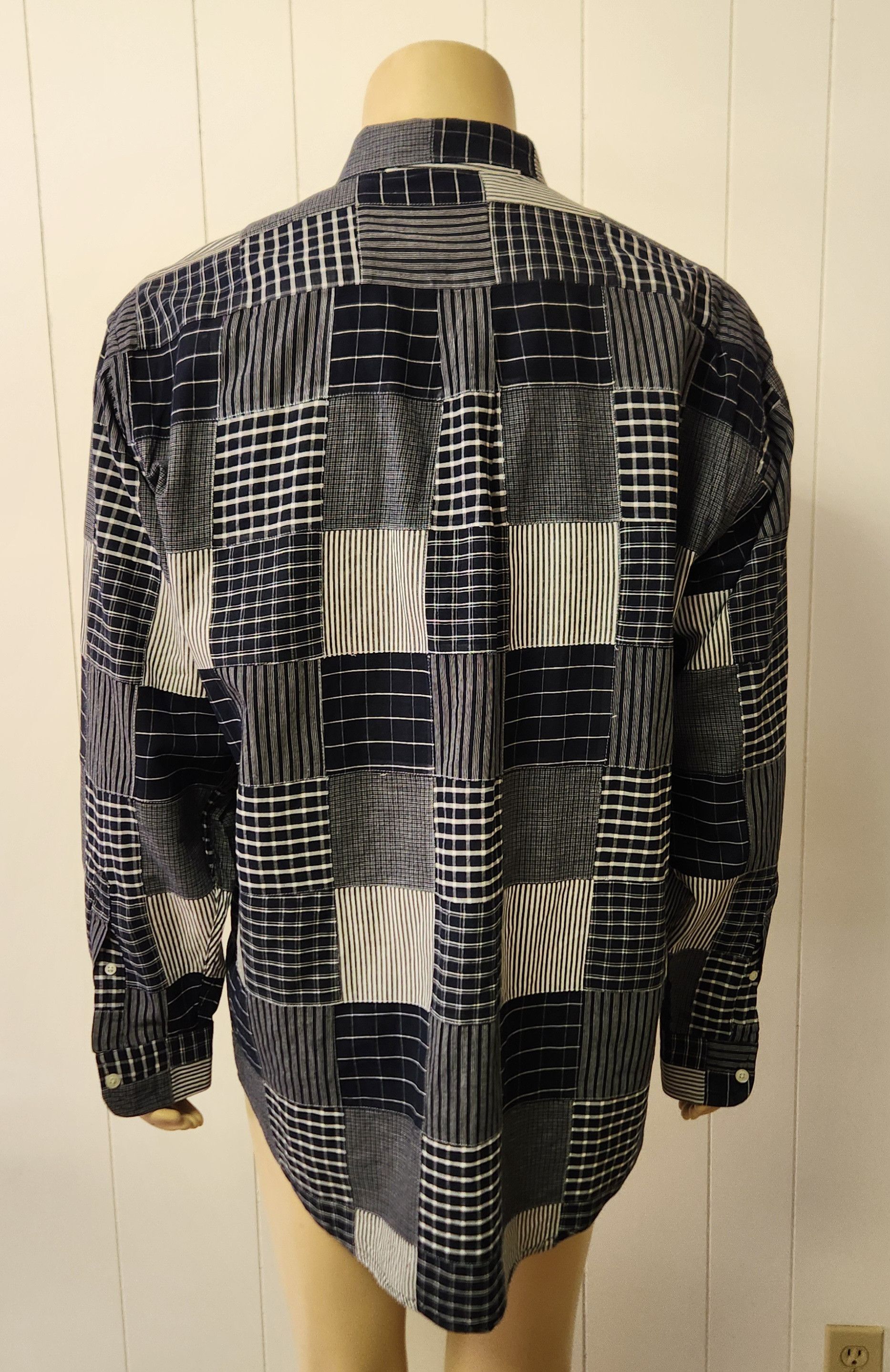 Nautica men's patchwork shirt L navy white Nautica button down Size US L / EU 52-54 / 3 - 6 Thumbnail