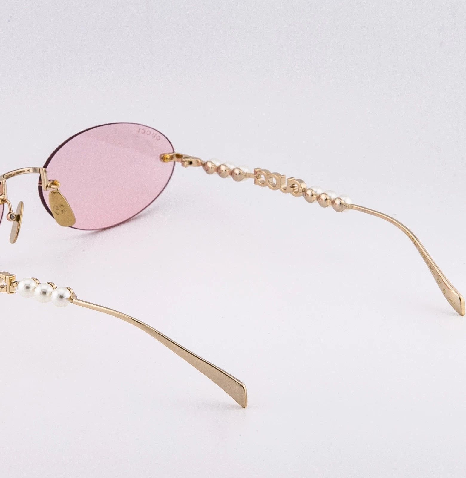 Gucci GUCCI GG1922S Gold Pink 1922 GG Pearl Fashion Sunglasses 004 Size ONE SIZE - 2 Thumbnail