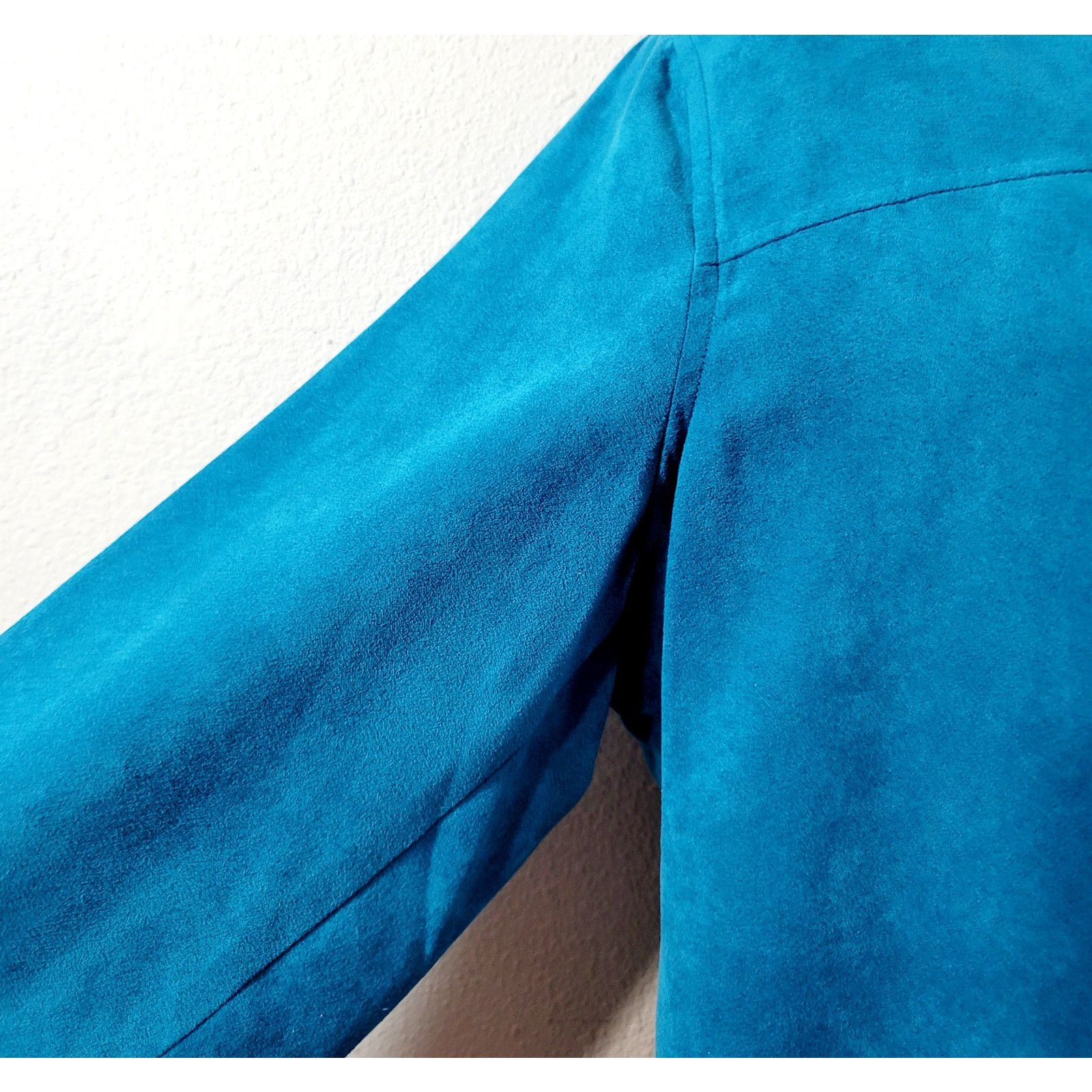 Other Draper's & Damon's Blue Teal Suede Button Up Blazer Large Size L / US 10 / IT 46 - 5 Thumbnail