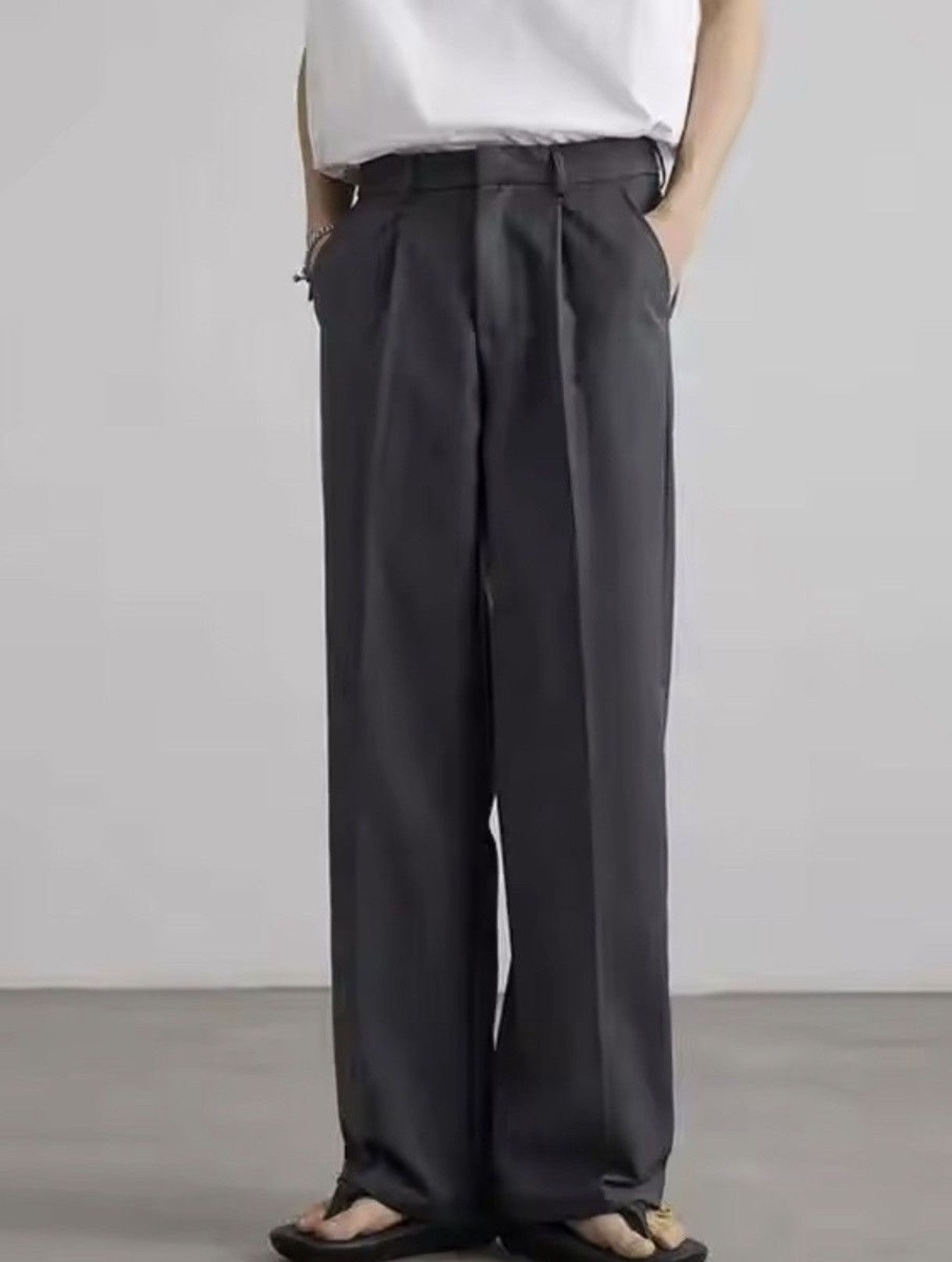 Vintage High Waist Straight Wide Leg Pleated Pants / Trousers Size US 33 - 2 Thumbnail
