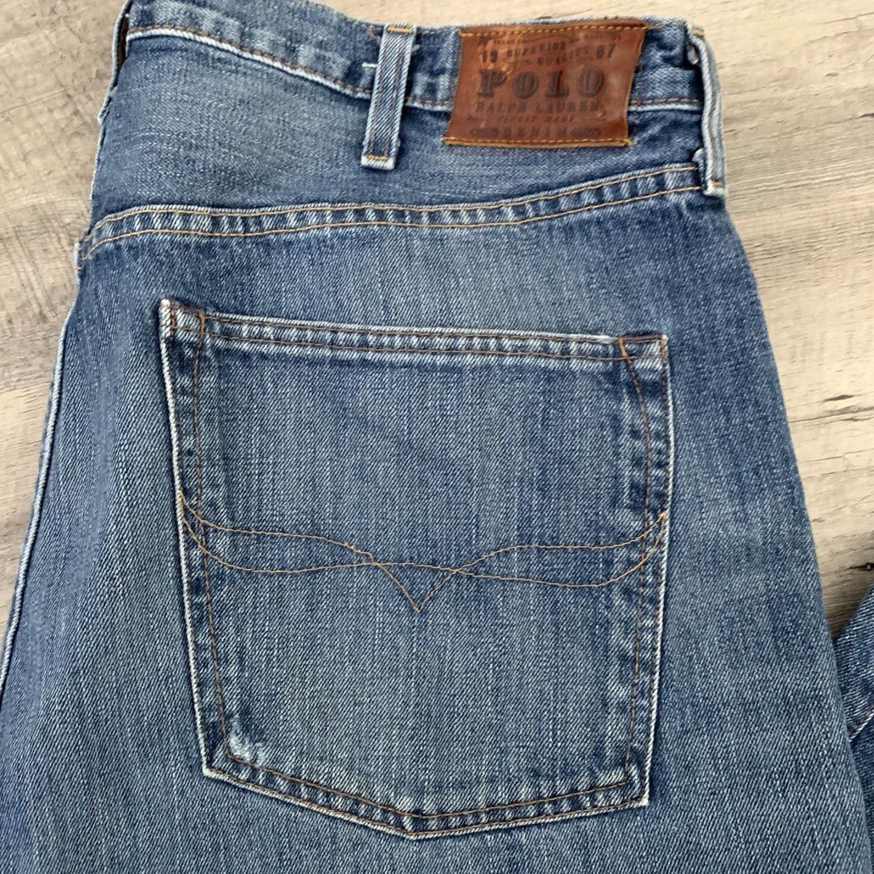 Polo Ralph Lauren POLO Ralph Lauren Jeans Mens 38x32 Blue Denim 300 Cortland Straight Fit Regular 5-Pocket Logo 100% Cotton Size US M / EU 48-50 / 2 - 7 Thumbnail