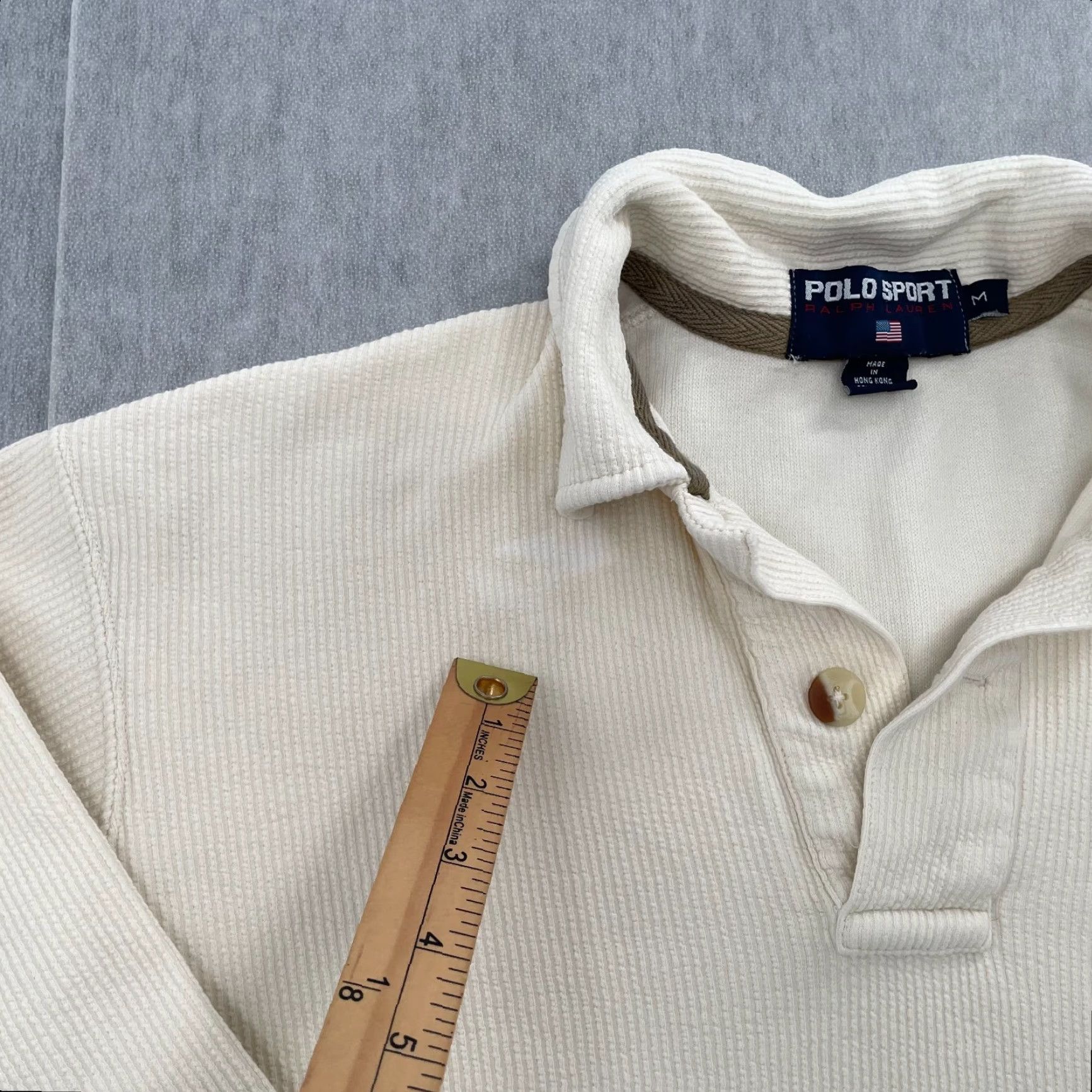 Polo Ralph Lauren VINTAGE Polo Ralph Lauren Sweater Adult Medium Beige Cotton Corduroy Long Sleeve Pullover Logo Men M Size US M / EU 48-50 / 2 - 6 Thumbnail