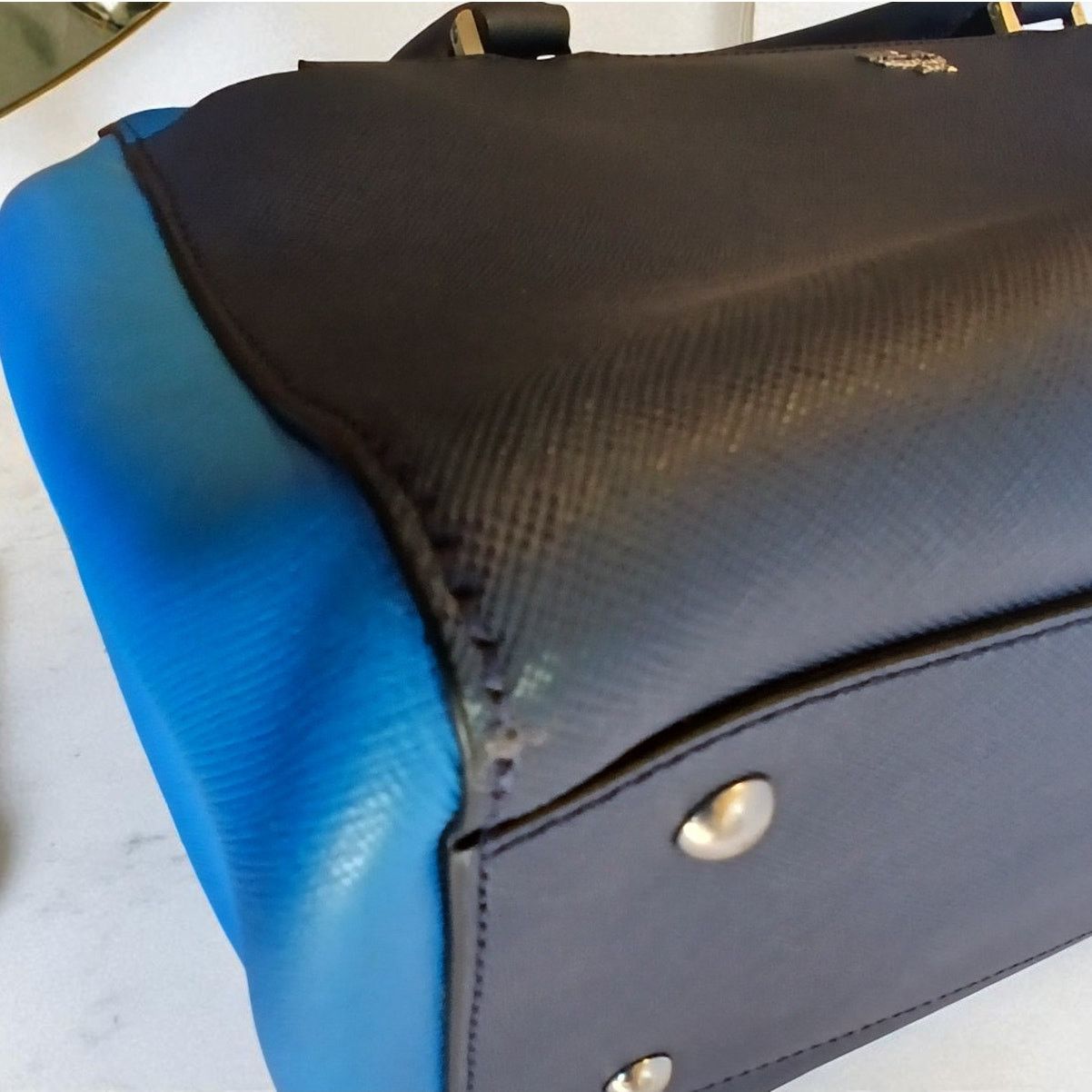MCM MCM Saffiano Leather Handbag Two-Tone Blue Size ONE SIZE - 18 Thumbnail