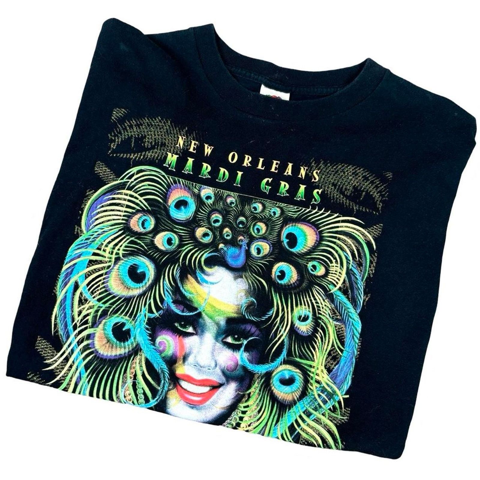 Fruit Of The Loom × Vintage Y2K Mardi Gras Graphic T-Shirt Size US L / EU 52-54 / 3 - 2 Thumbnail