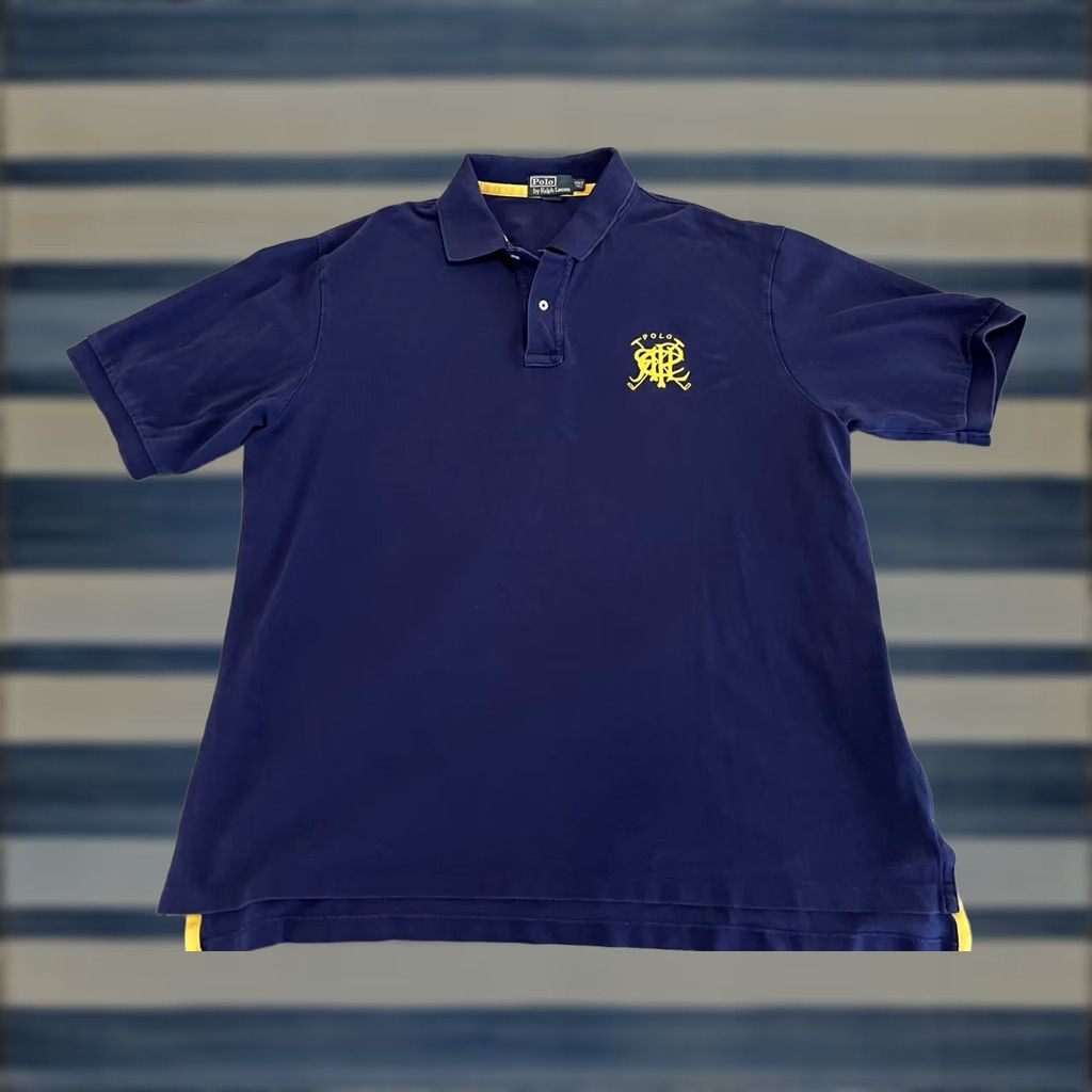 Polo Ralph Lauren Polo Ralph Lauren Polo Shirt Embroidered Equestrian 2XLT Mens Blue Yellow Shirt Big & Tall Size US XXL / EU 58 / 5 - 1 Thumbnail