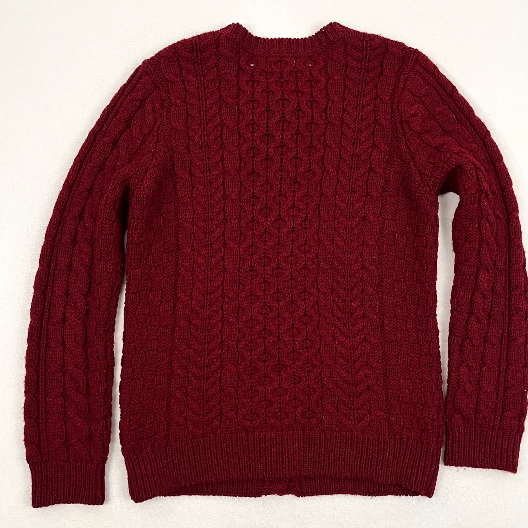 Vintage LL Bean Merino Wool Cardigan Sweater Womens M Red Fisherman Cable Knit Ireland Size M / US 6-8 / IT 42-44 - 8 Thumbnail