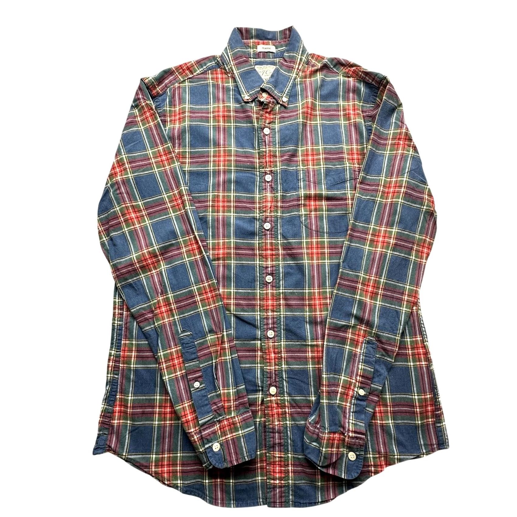 J.Crew J.CREW Shirt Mens Medium Long Sleeve Plaid Button-Down Pocket Cotton Secret Wash Stretch Red Blue Size US M / EU 48-50 / 2 - 2 Thumbnail