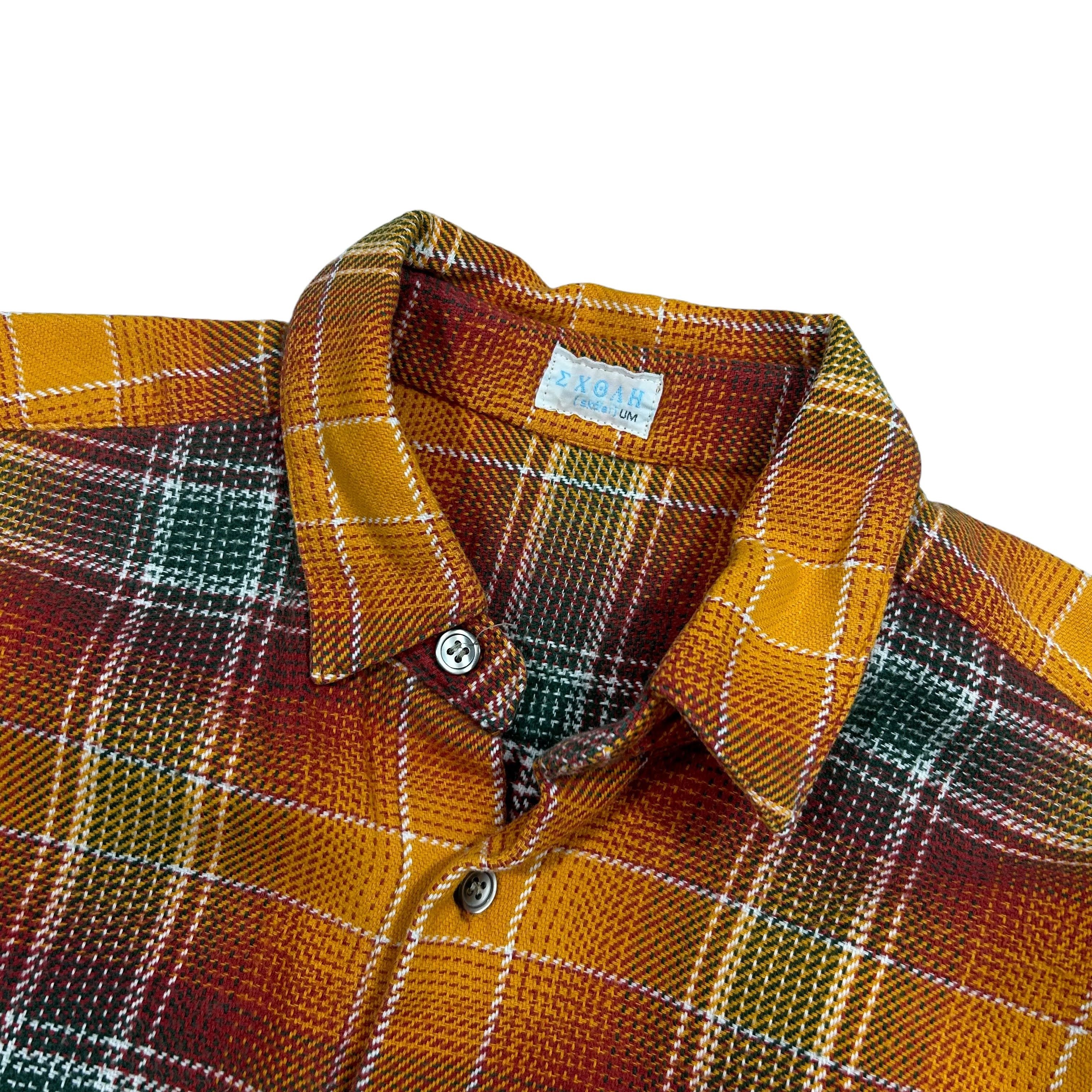 Flannel × Japanese Brand Skole Exoah Orange Green Check Cotton Flannel Shirt Japan S Size US S / EU 44-46 / 1 - 5 Thumbnail