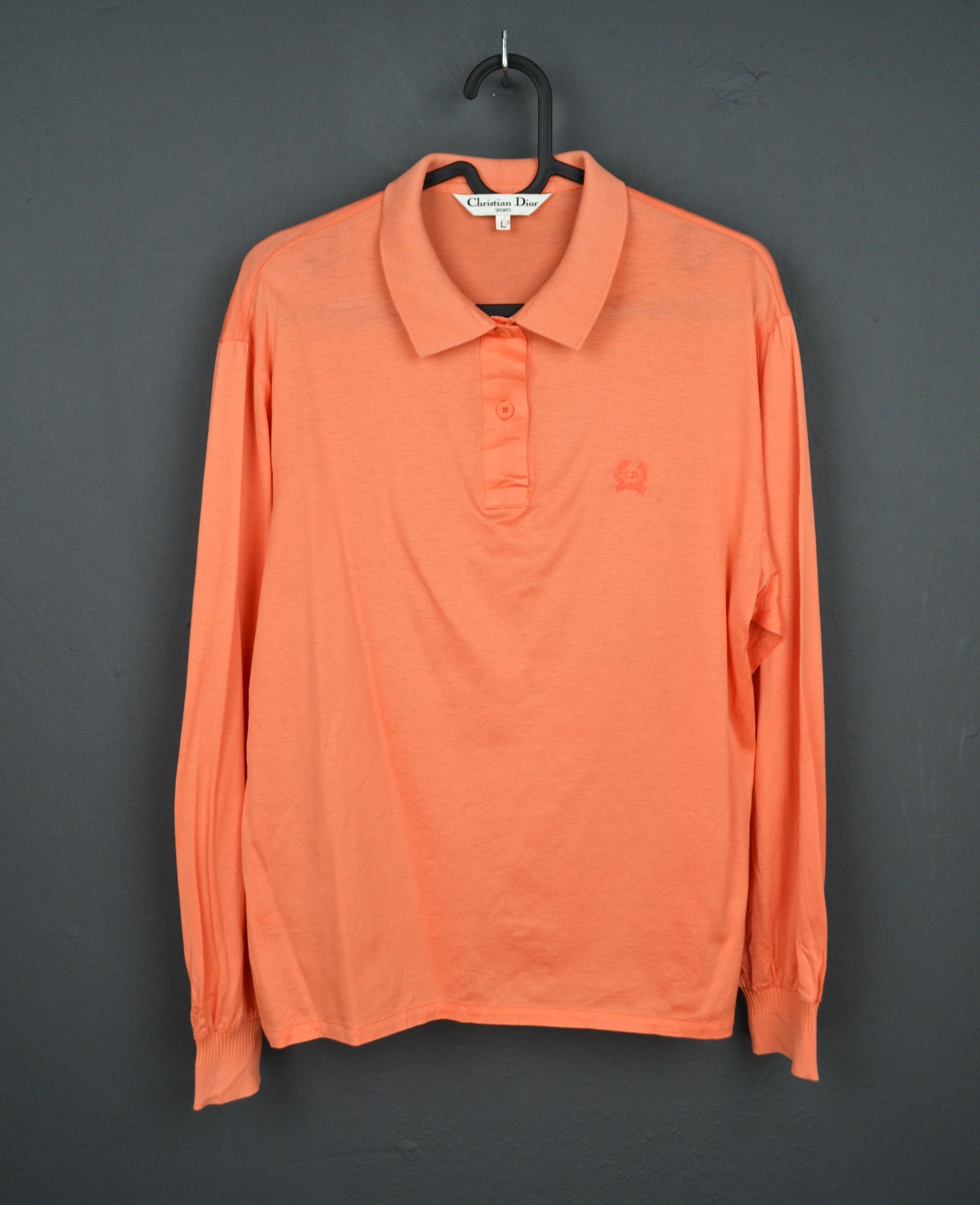 Dior Christian Dior Peach Cotton Cropped Vintage Polo Shirt L Size L / US 10 / IT 46 - 2 Thumbnail