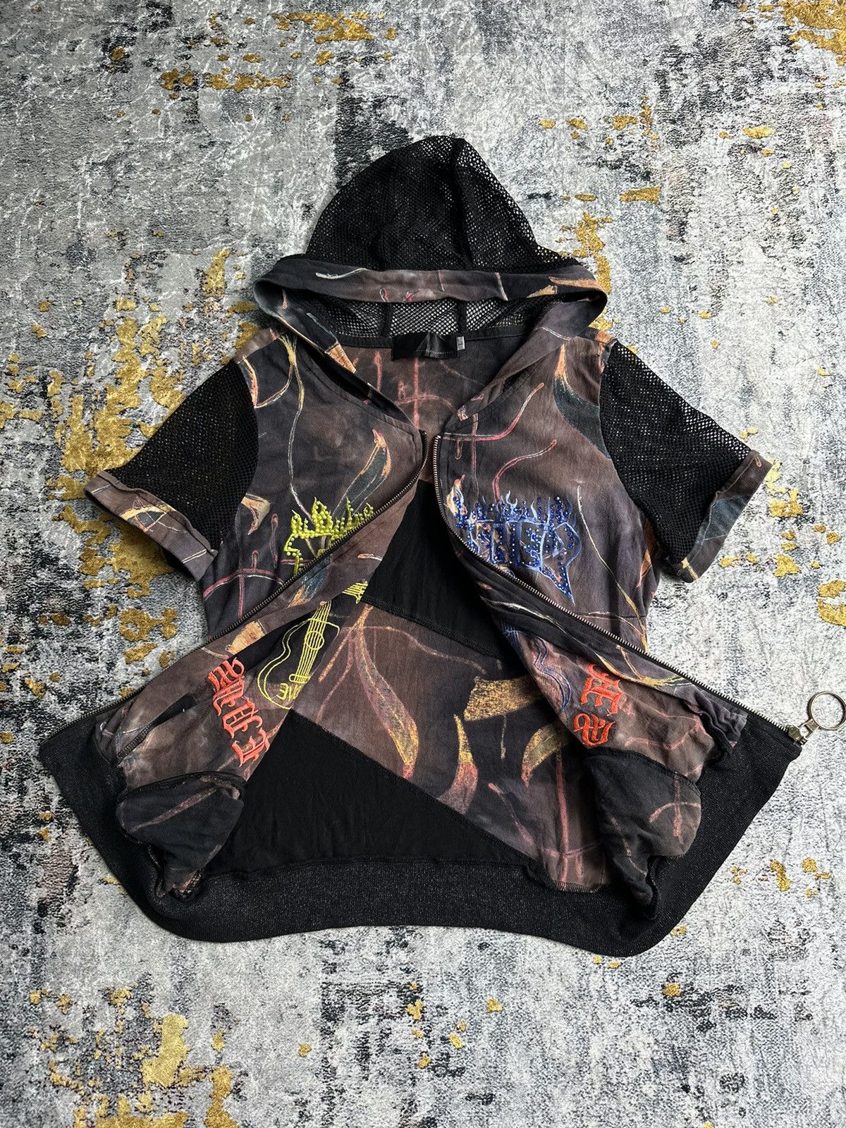 Japanese Brand SUCHANG CRAZY ABSTRACT MESH HOODIE GLITTER PUNK SICK STYLE Size US M / EU 48-50 / 2 - 6 Thumbnail