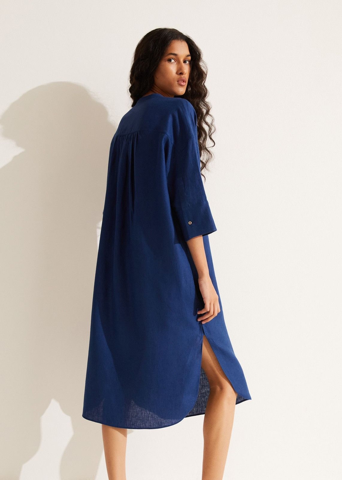 Loro Piana o1srvl11e0824 Lindsie Solaire Midi Dress in Blue Size S / US 4 / IT 40 - 3 Thumbnail