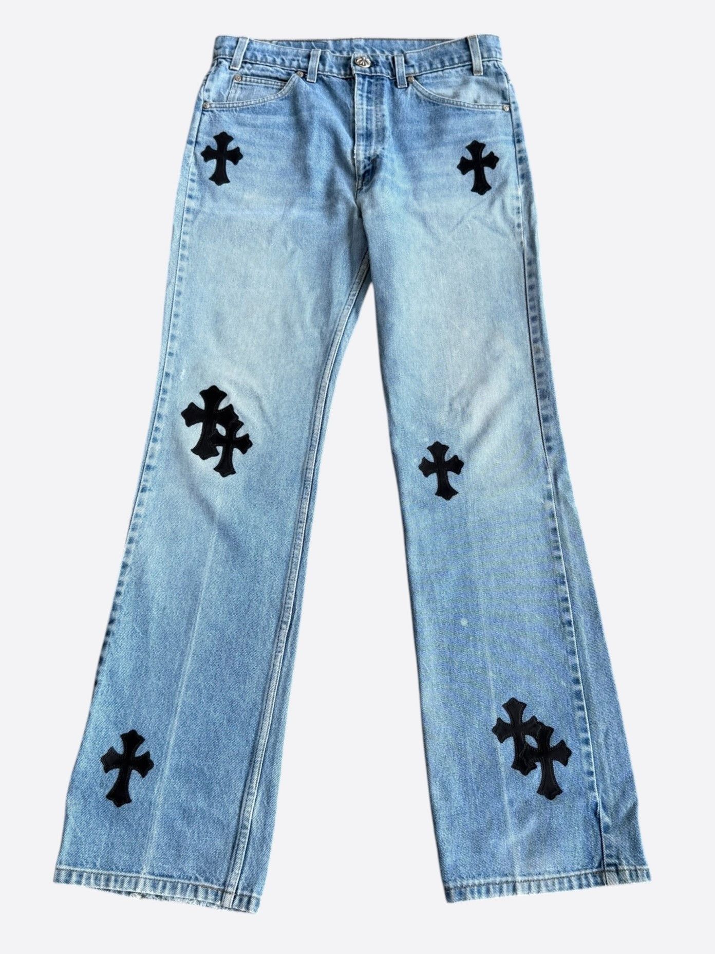 Chrome Hearts Chrome Hearts Black & White Cross Patch Flame Knee