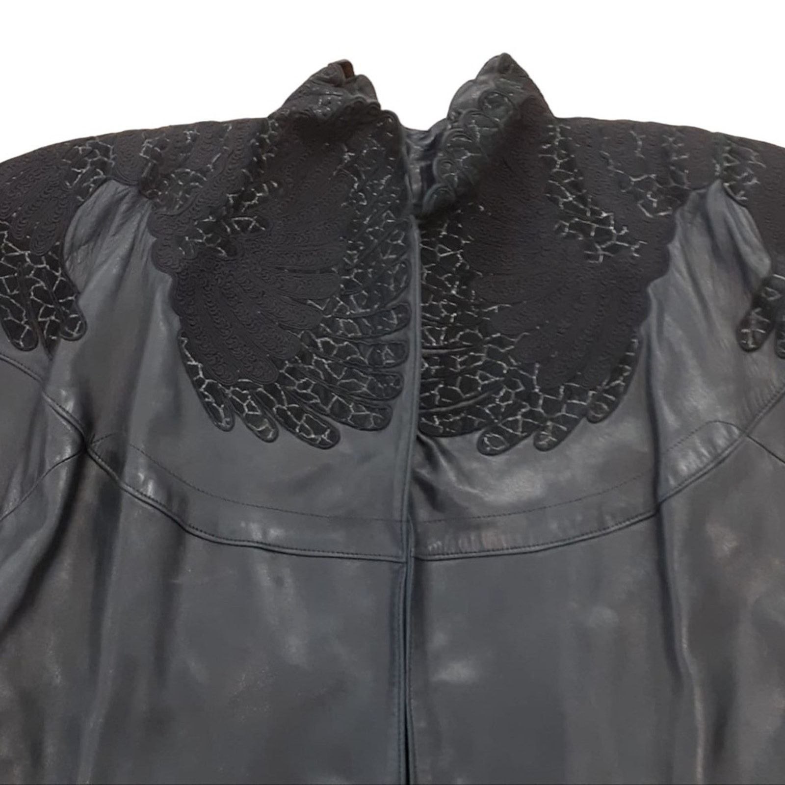 Other JEAN CLAUDE JITROIS BLACK LEATHER OPEN FRONT SIGNED JACKET Size US L / EU 52-54 / 3 - 3 Thumbnail