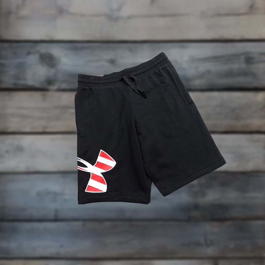 Under Armour Under Armour Sweat Shorts Mens Large Black USA Flag Logo Patriotic 10 Inseam Size US 33 - 1 Thumbnail