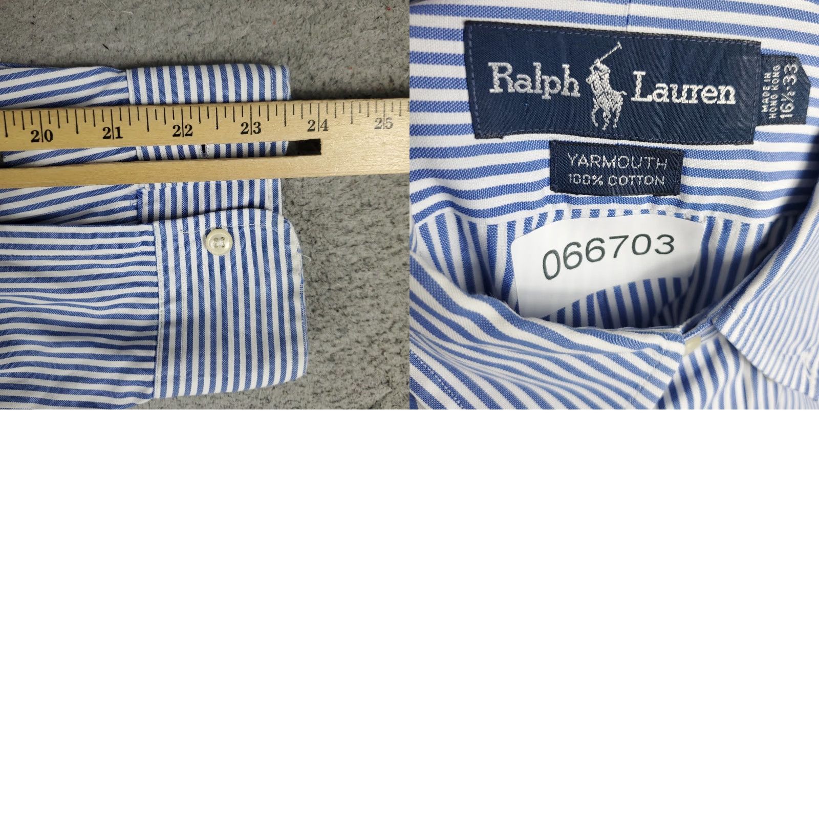 Ralph Lauren Ralph Lauren Shirt Mens 16.5 Blue Pony Striped Dress Button Up Long Sleeve Size 46R - 8 Thumbnail