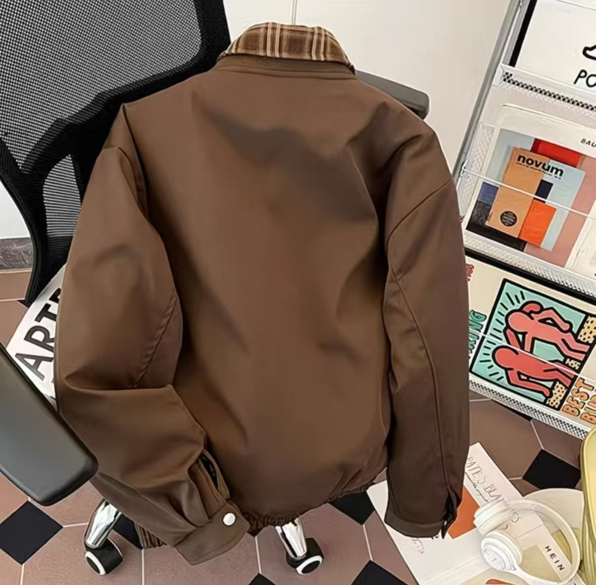 Vintage Brown Plaid Collar Fake Two-Piece Work Jacket Size US M / EU 48-50 / 2 - 2 Thumbnail