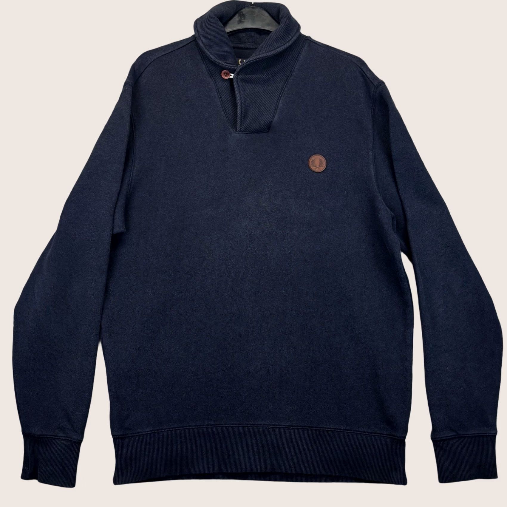 Fred Perry Fred Perry Sweatshirt Shawl Neck Mens Large Navy Pullover Cotton Used Size US L / EU 52-54 / 3 - 1 Thumbnail