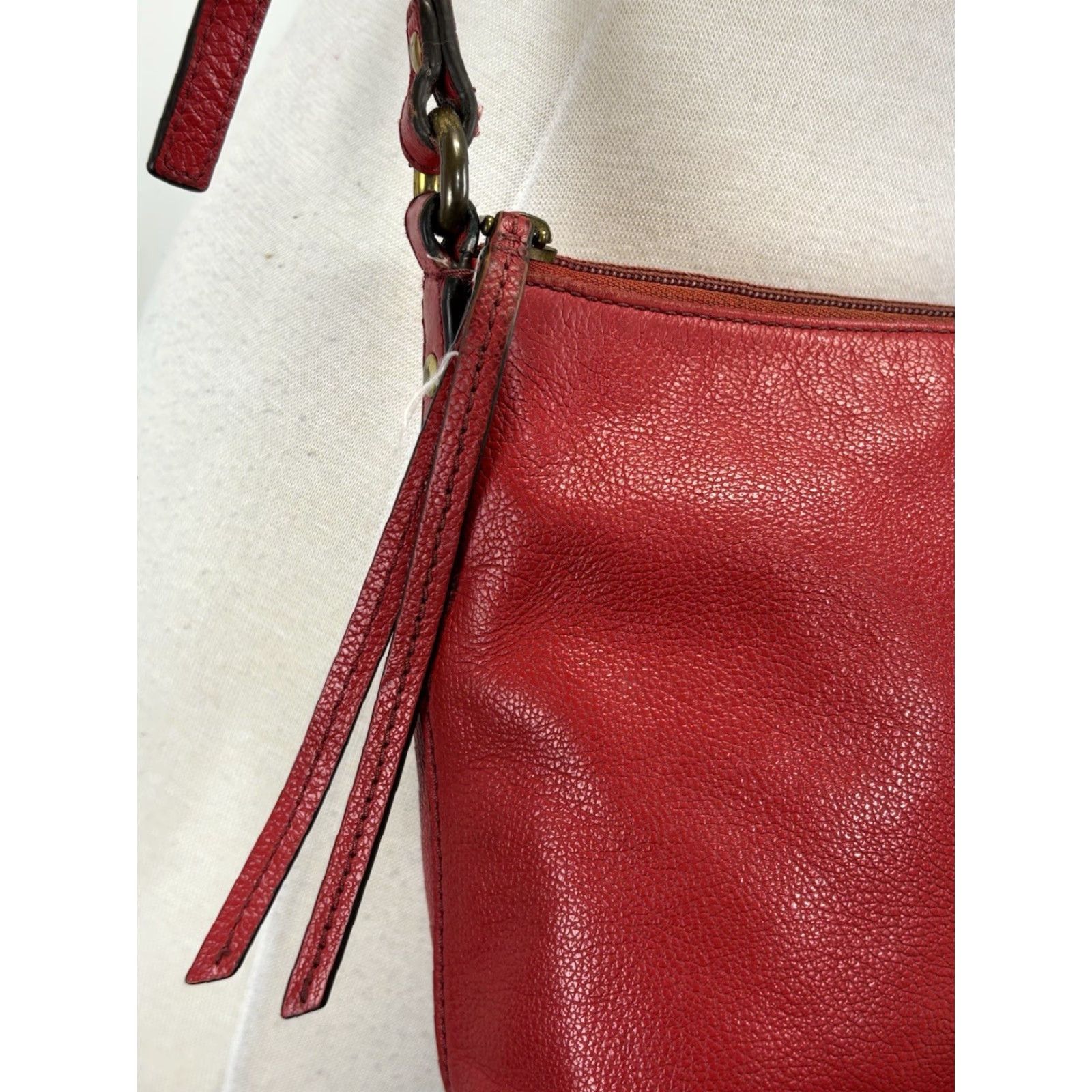 Fossil VINTAGE Fossil Kinley Crossbody Crossbody Bag Red Leather Adjustable Strap Womens Medium 10in 9in Bag Width Zip Size ONE SIZE - 4 Thumbnail