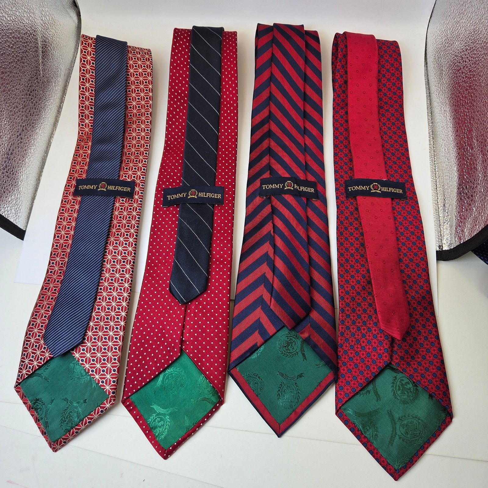 Tommy Hilfiger Tommy Hilfiger Red Silk Tie Lot 4 USA Wide 3.75" Contrast Size ONE SIZE - 9 Thumbnail