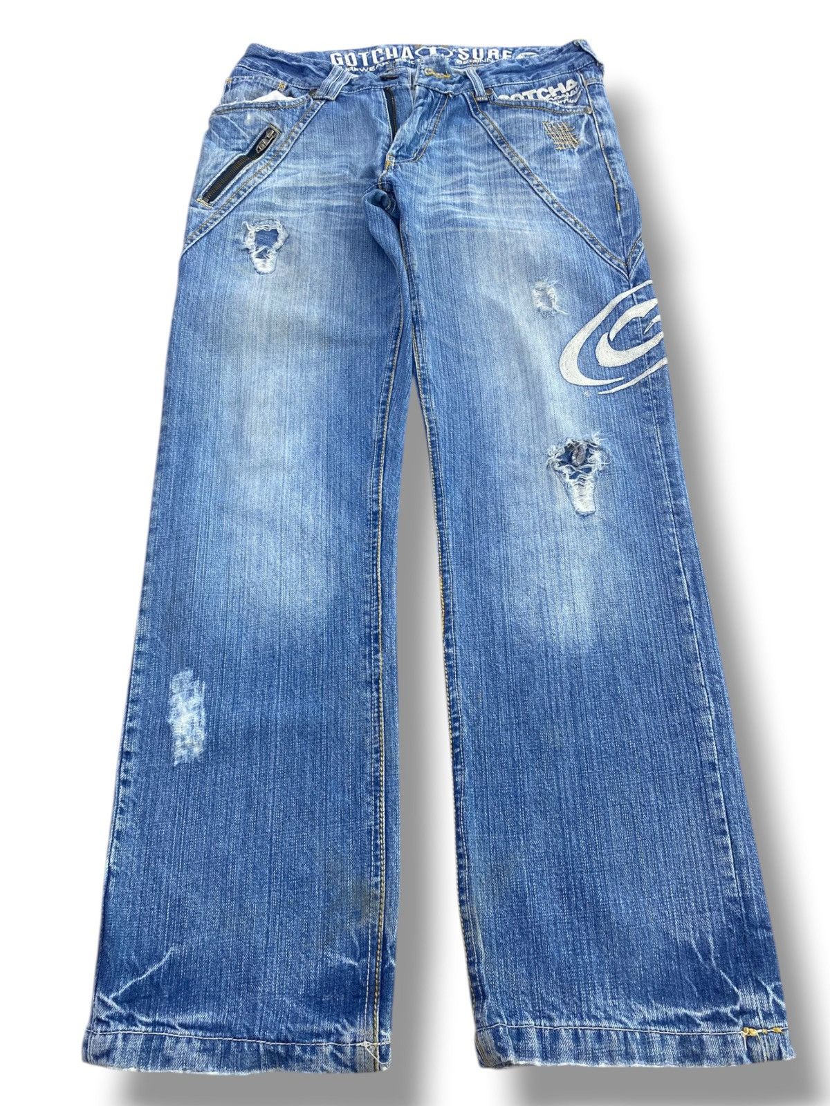 Gotcha Gotcha Faded Light Wash Style Ripped Jeans Size US 33 - 1 Thumbnail