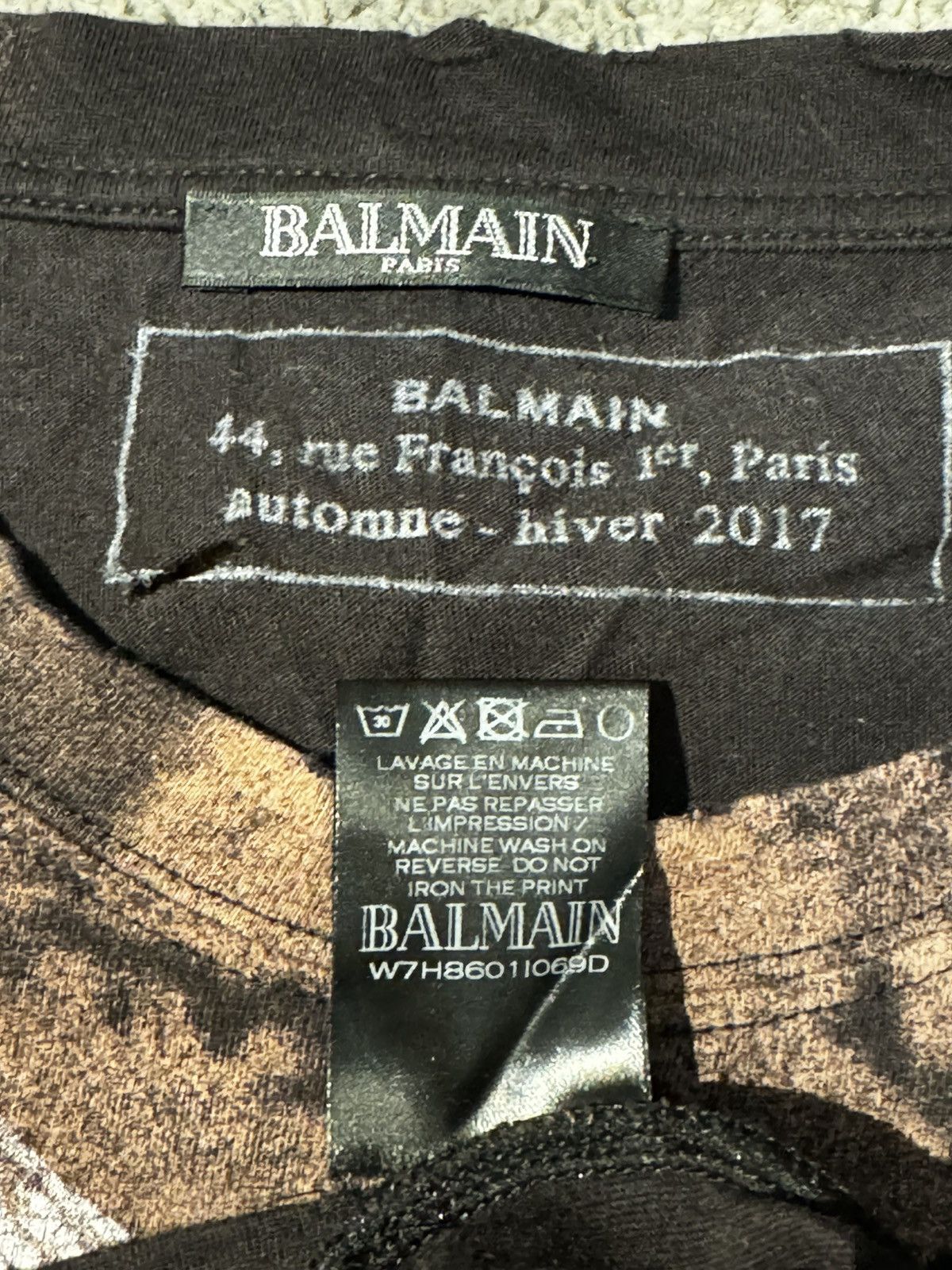 Balmain Balmain Tiger Logo Distressed Acid Black Rock Band T-Shirt Size US S / EU 44-46 / 1 - 4 Thumbnail