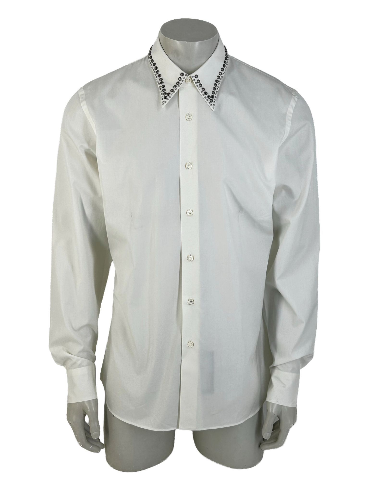 image of Prada Studded Colar Shirt in White, Men's (Size 2XL)