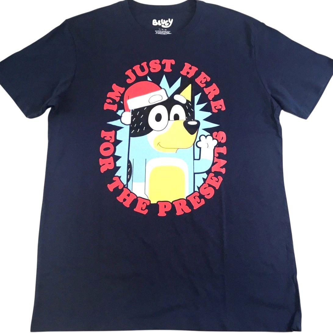 Other Bluey T-Shirt Size L Holiday Just Here for the Presents NWT Size US L / EU 52-54 / 3 - 1 Thumbnail