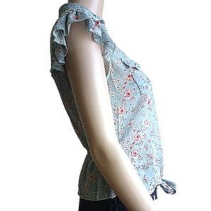 rue21 Rue 21 Blue Floral Print Collared Top, S Size S / US 4 / IT 40 - 6 Thumbnail