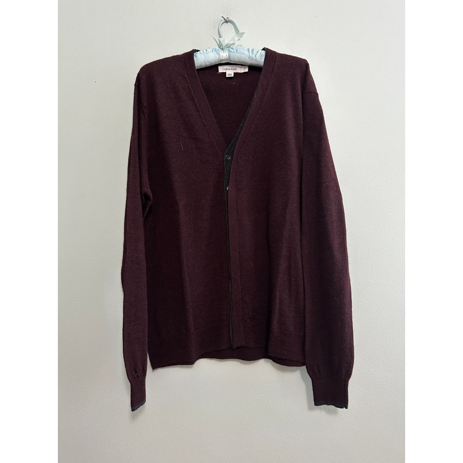 Calvin Klein Calvin Klein maroon varsity wool button down cardigan size L Size US L / EU 52-54 / 3 - 2 Thumbnail