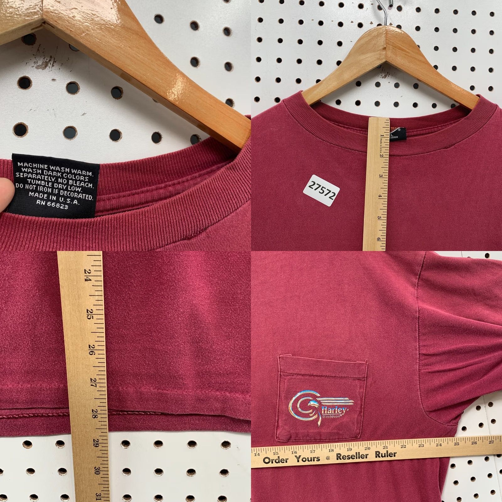 Harley Davidson Vintage Harley Davidson Shirt XL Red Pocket Single Stitch Motorcyle 90s 25x28.5 Size US XL / EU 56 / 4 - 9 Thumbnail