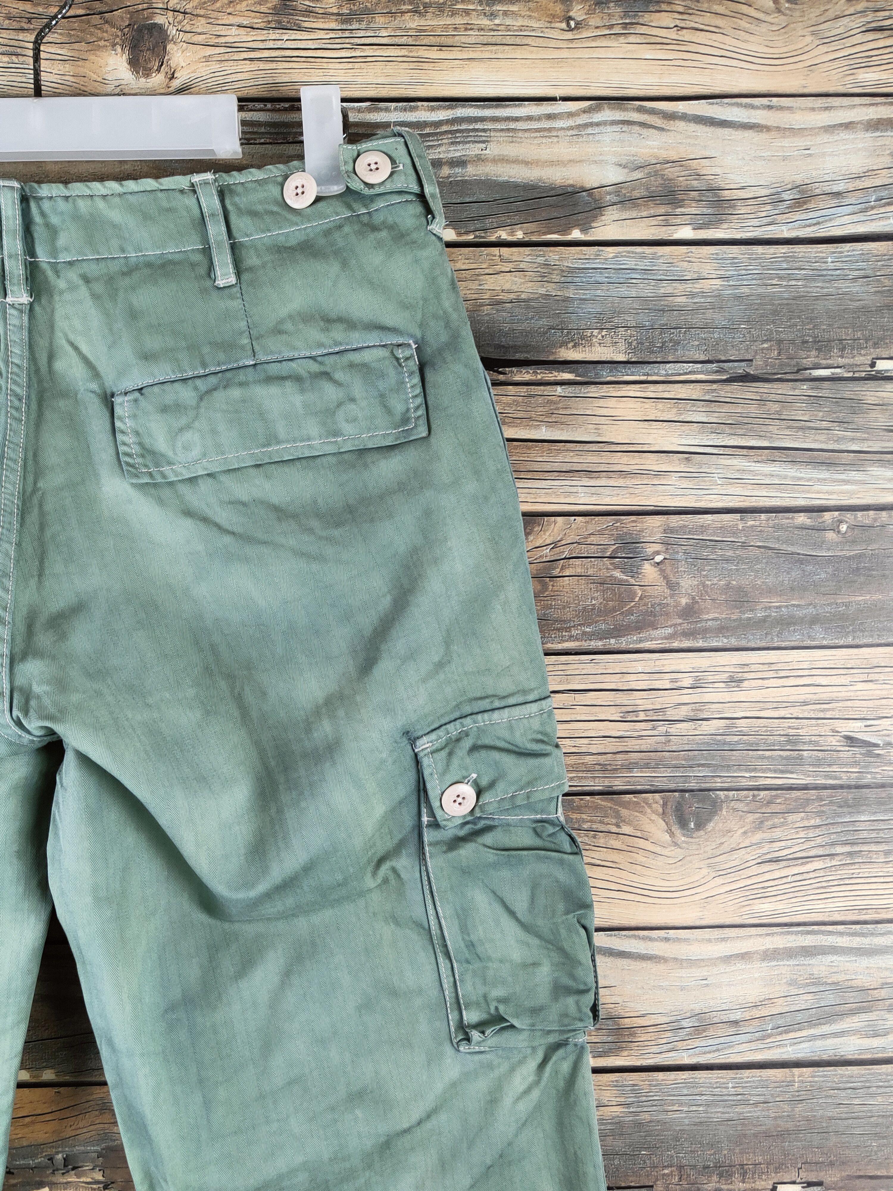 Japanese Brand DL Genuine Comfort Green Faded Cargo Pants #46-374 Size US 30 / EU 46 - 10 Thumbnail