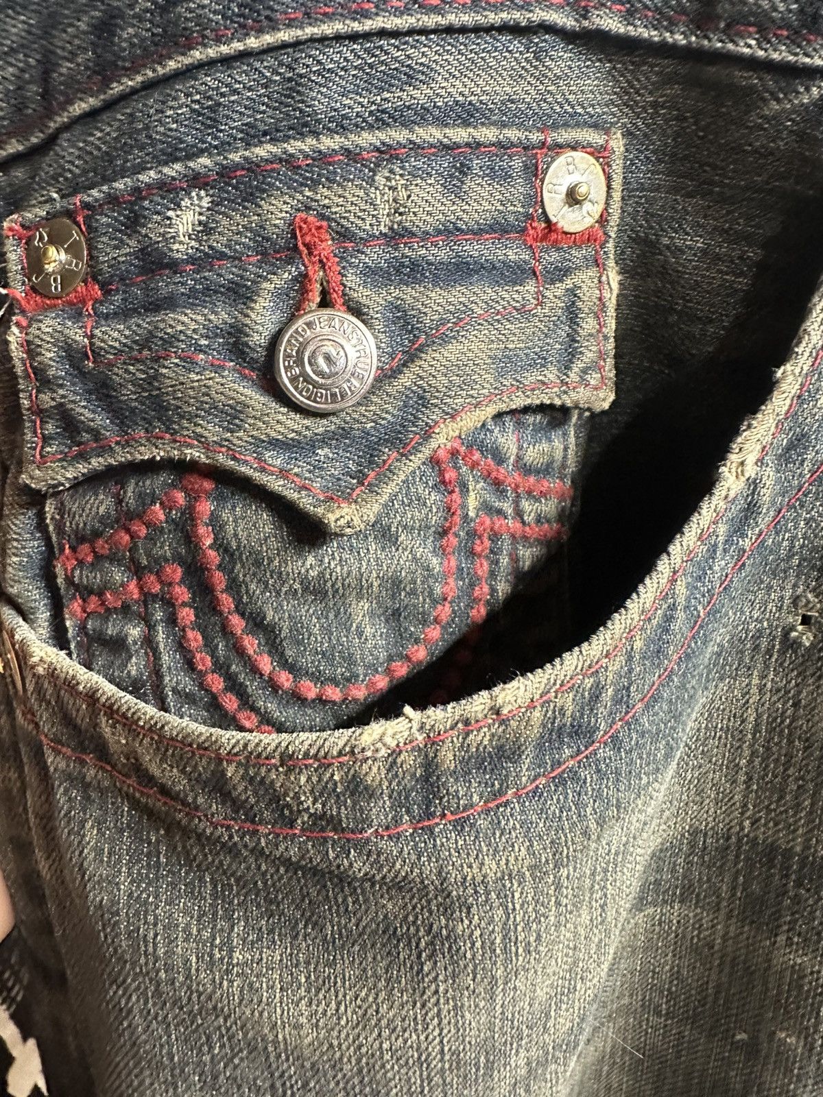 True Religion × Vintage True Religion Red Stitching Straight legged Jean Size US 40 / EU 56 - 7 Thumbnail