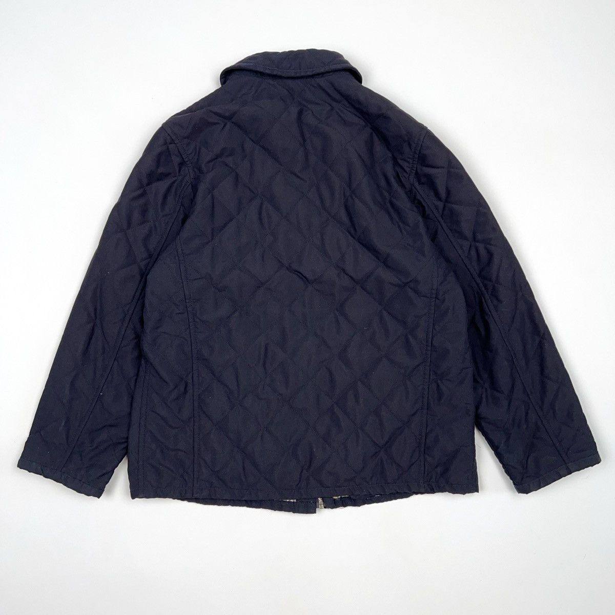 Burberry London Vintage Navy Nova Check Plaid Quilted Jacket