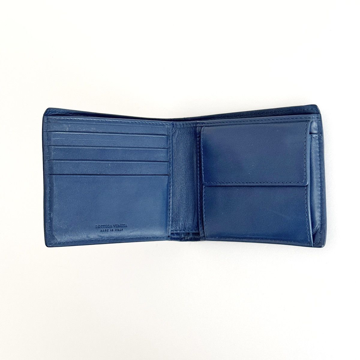 Bottega Veneta Bottega Veneta Intrecciato Blue Bifold Wallet Coin Pocket Size ONE SIZE - 4 Thumbnail