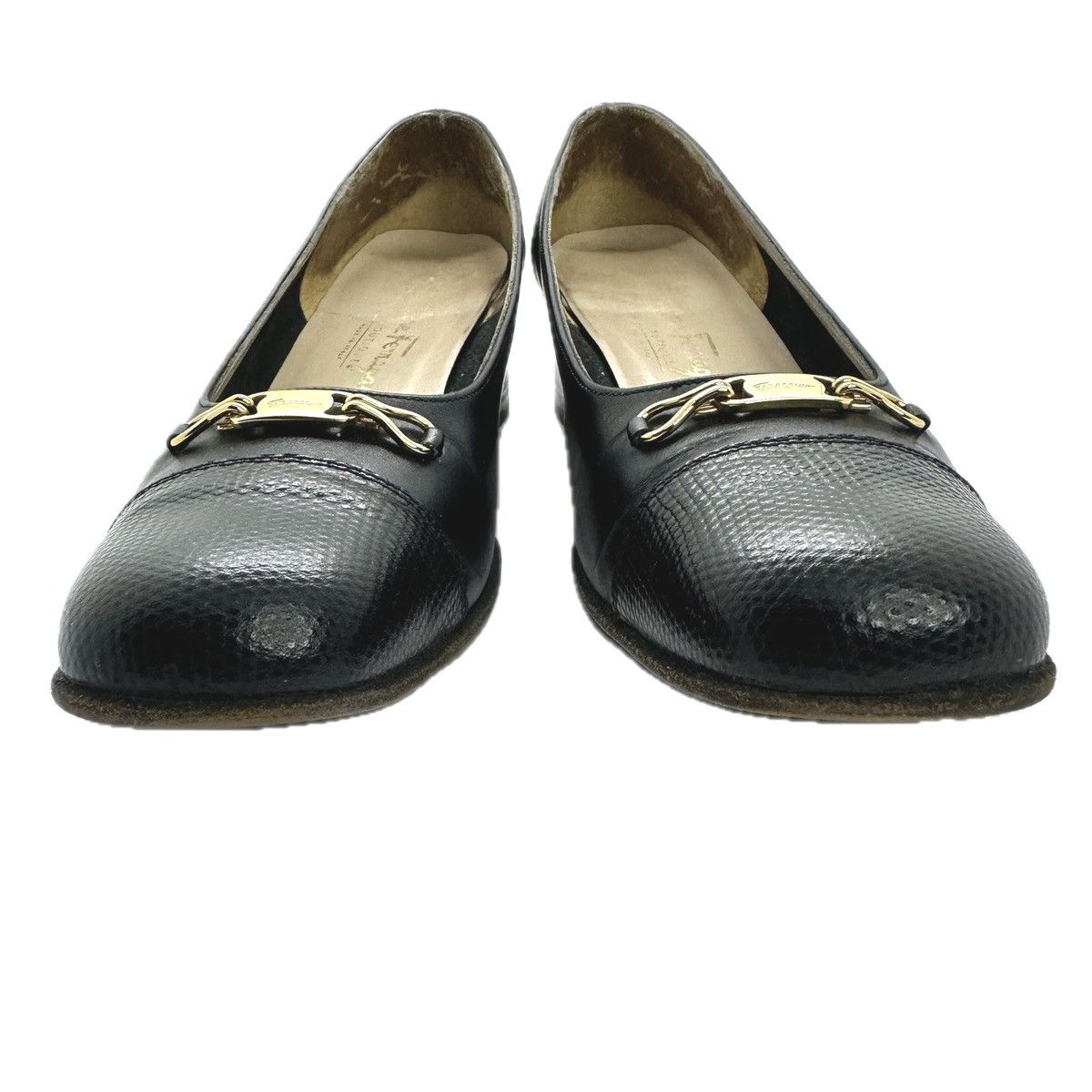 Salvatore Ferragamo Salvatore Ferragamo Black Leather Cap Block Heel Pumps 9AA Size US 9 / IT 39 - 4 Thumbnail