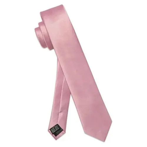 Japanese Brand Luxury Skinny Solid Pink Neck Tie Set Mens Size ONE SIZE - 3 Thumbnail