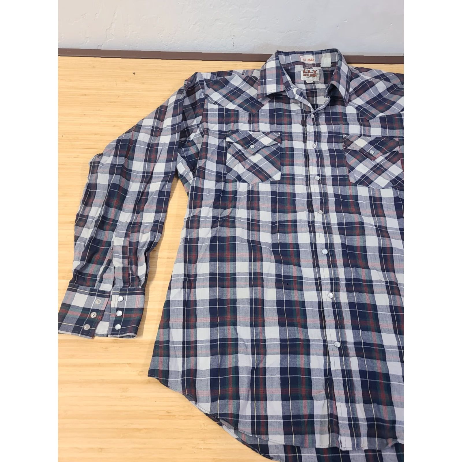 Vintage VINTAGE Ely Cattleman Shirt Western XLT Blue Chambray Long Sleeve Snap Pockets Size US XL / EU 56 / 4 - 3 Thumbnail