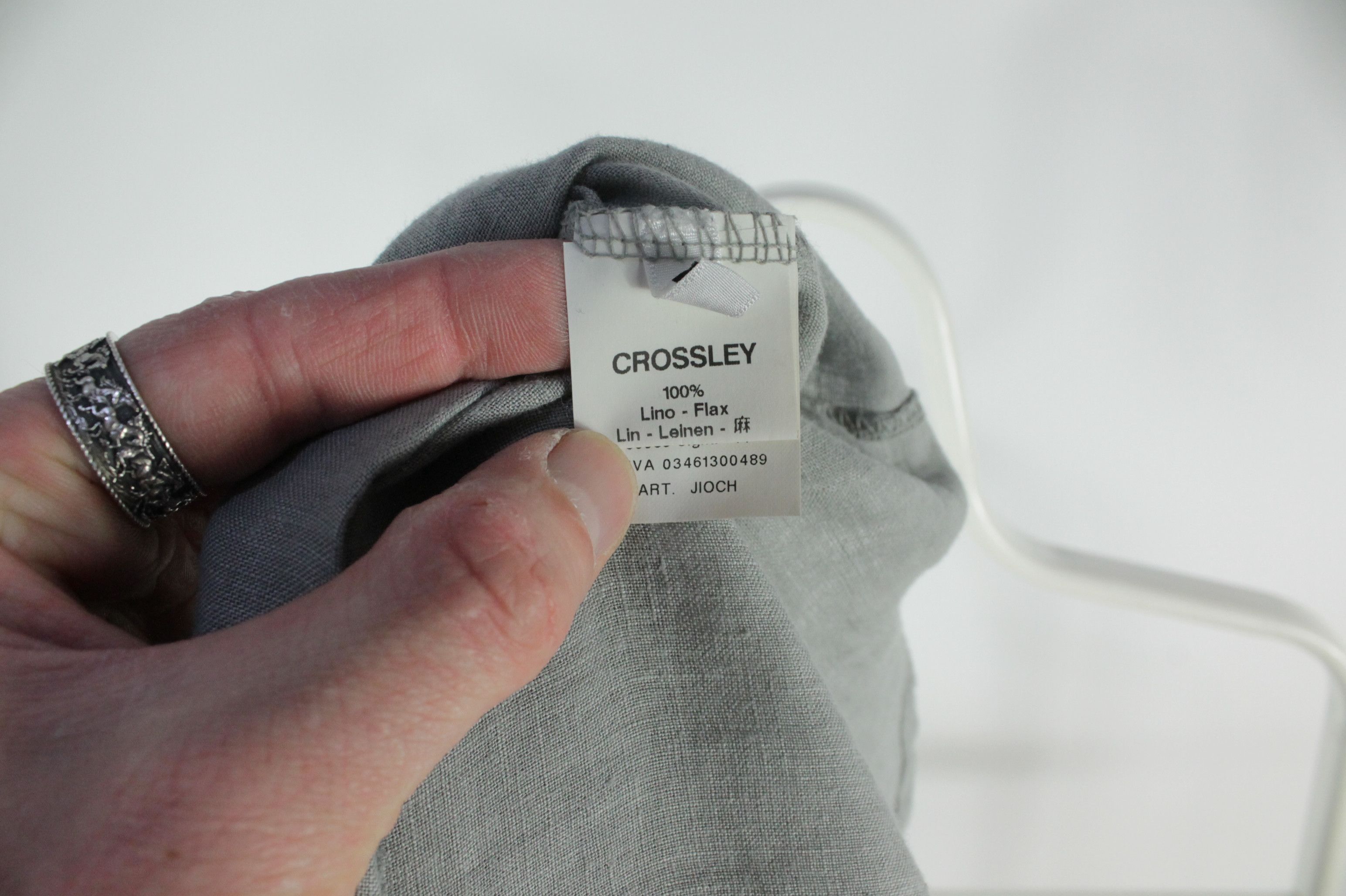 Crossley Crossley Relax Fit Light Gray Linen Casual Shirt Men's Size US M / EU 48-50 / 2 - 7 Thumbnail