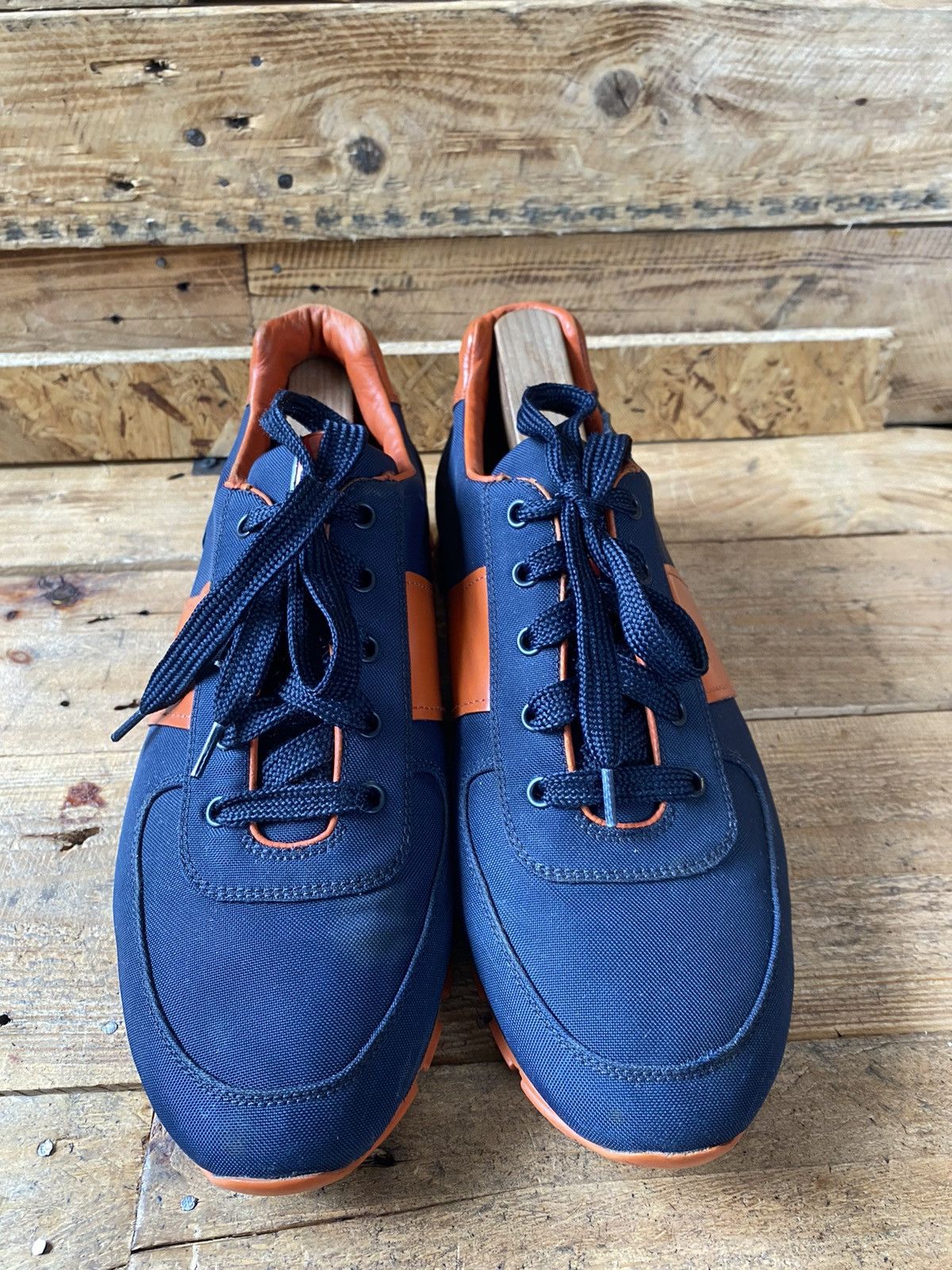 Prada Prada match blue leather trainer sneakers Size US 11.5 / EU 44-45 - 2 Thumbnail