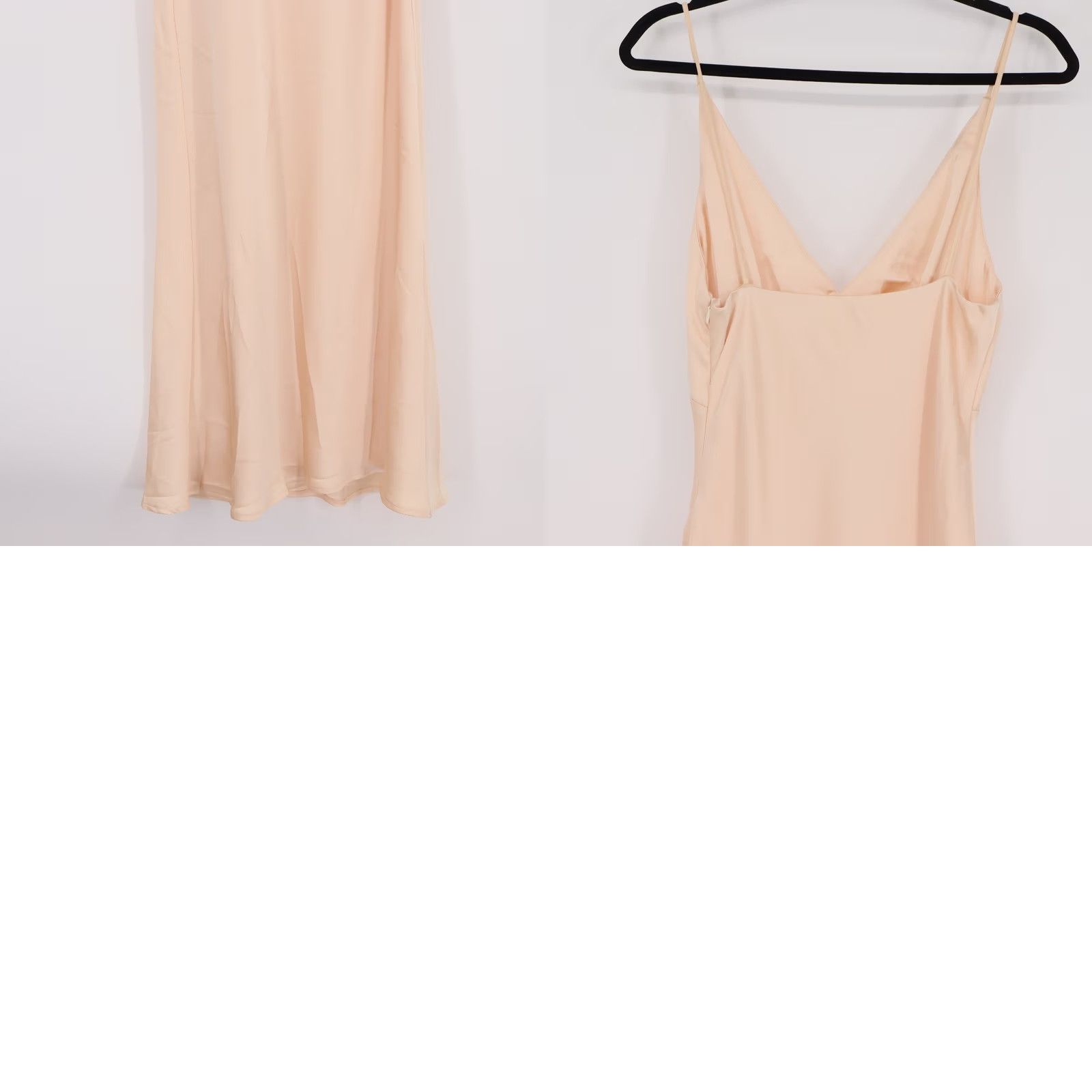 Vintage Billy J Maxi Dress Ziah Champagne Pink V-Neck Ruched Bust 8 Womens Dress Spring Summer Formal Wedding Guest Sleeveless Spaghetti Straps Long Size M / US 6-8 / IT 42-44 - 8 Thumbnail