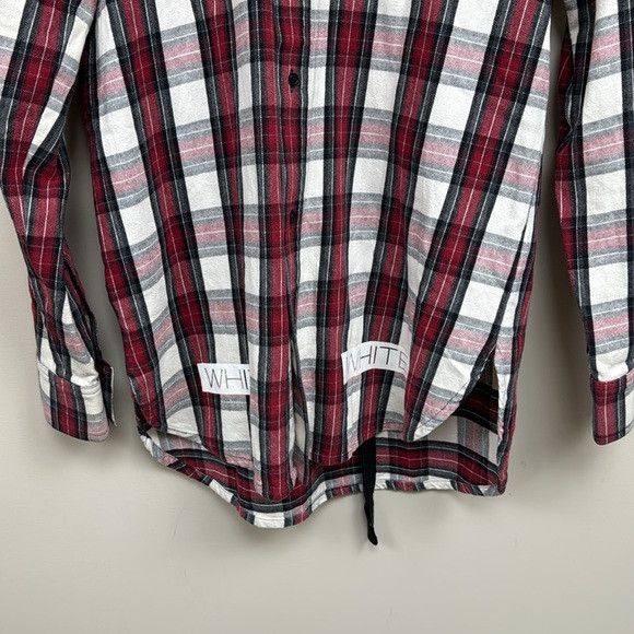Off-White NEW OFF WHITE burgundy and white long sleeve plaid button Size US L / EU 52-54 / 3 - 4 Thumbnail