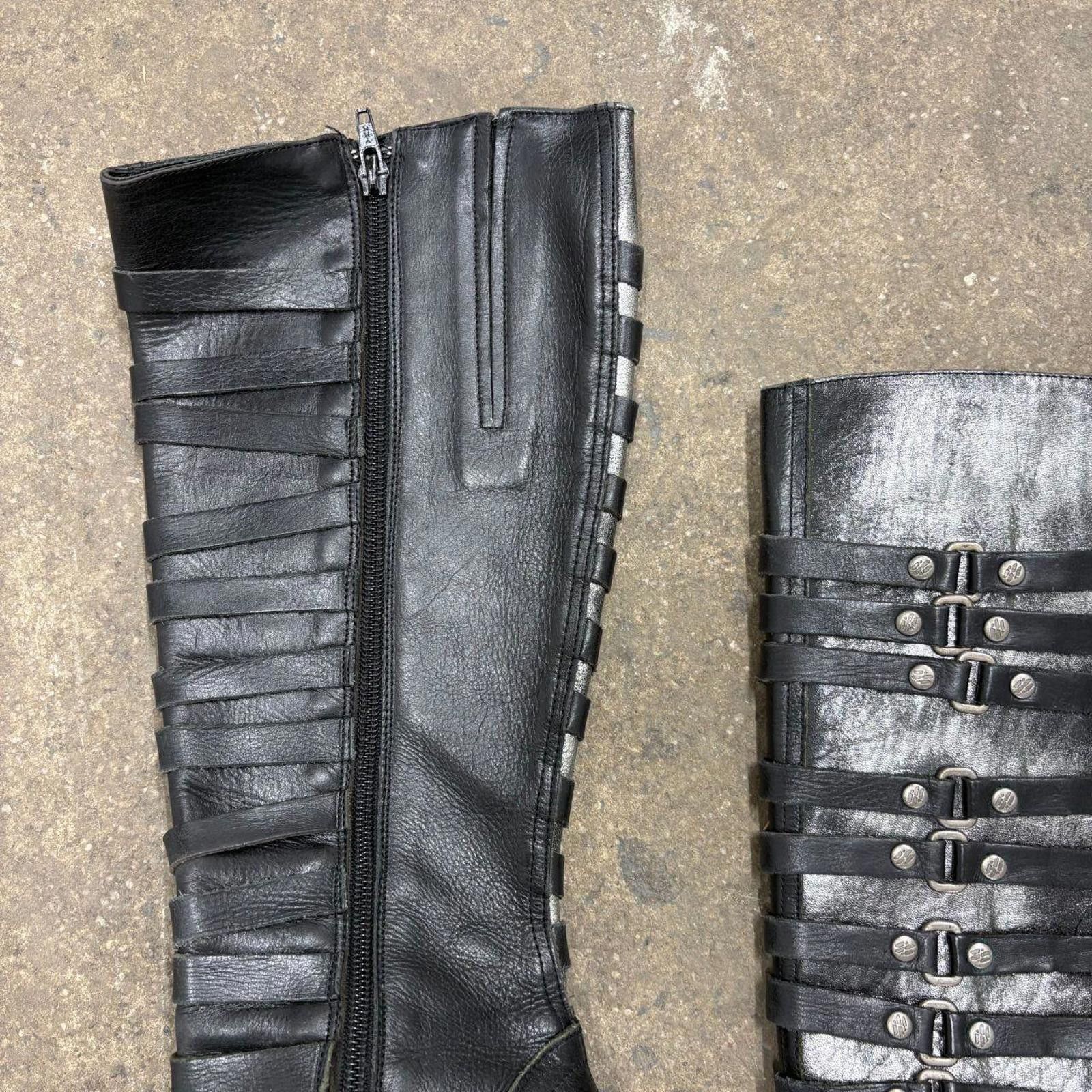 New Rock Vintage Y2K New Rock Black & Silver Metallic Stiletto Boots Size US 6.5 / IT 36.5 - 4 Thumbnail