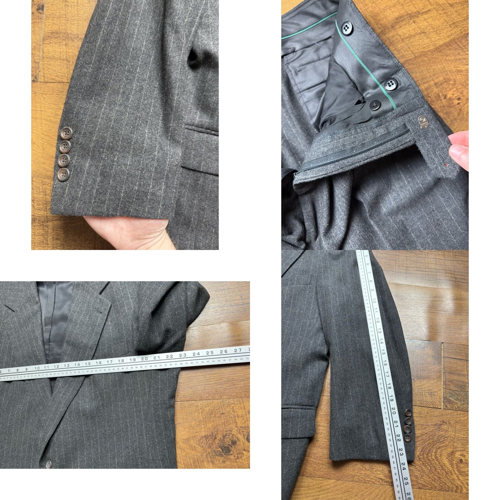 Saks Fifth Avenue Vintage Saks Fifth Avenue 2pc Wool Suit Gray Blazer, Pants Men 46R 37X28.5 Size 46R - 9 Thumbnail