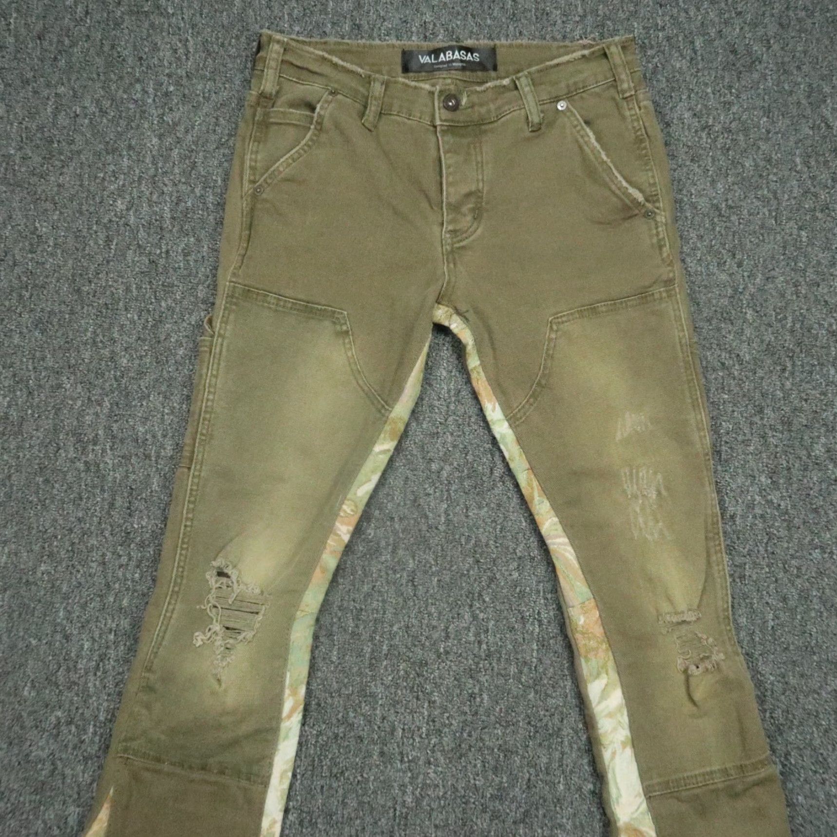 Vintage Valabasas Jeans Mens 30x35 Green Alpha Stacked Flare Distressed 5 Pocket Size US 30 / EU 46 - 2 Thumbnail