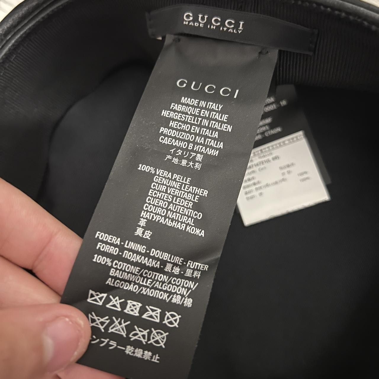 Gucci Gucci Leather Cap with Silver Metal Buckle Size ONE SIZE - 6 Thumbnail