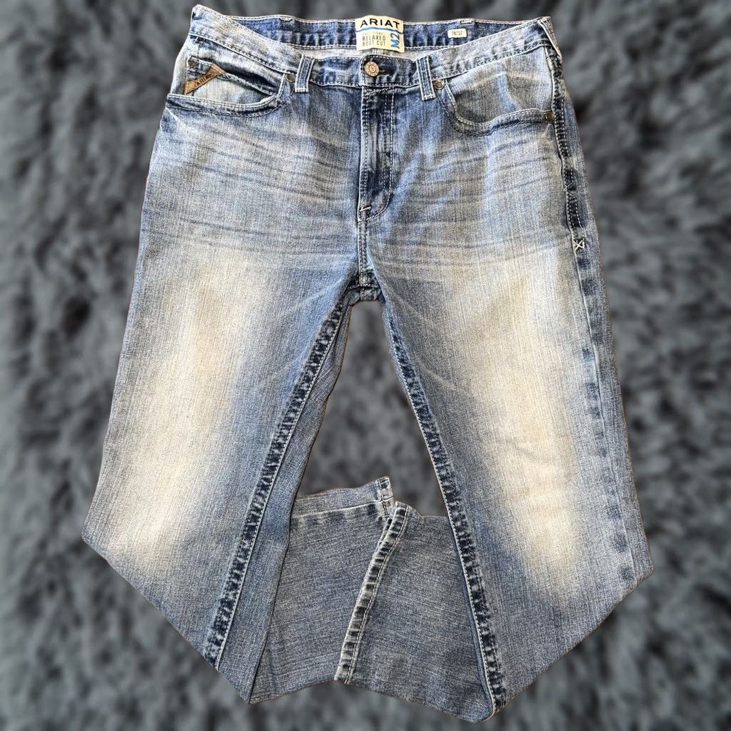 Ariat Ariat M2 Boot Cut Jeans Mens 38x32 Blue Relaxed Fit Traditional Thick Stitch Denim Jeans Size US 38 / EU 54 - 1 Thumbnail