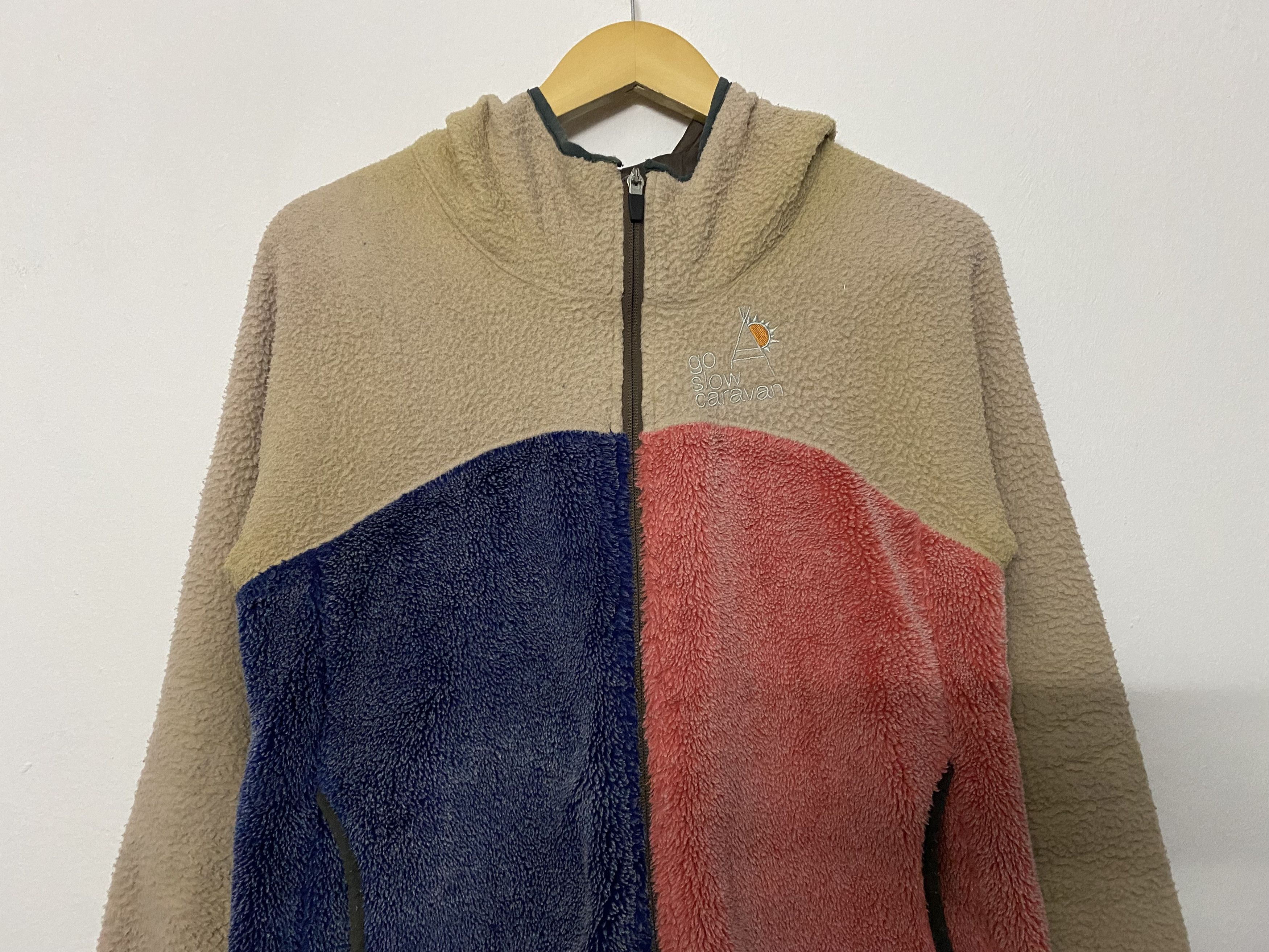 go slow caravan Go Slow Caravan Japan Outdoor Fleece Hoodie Colorblock Size M / US 6-8 / IT 42-44 - 3 Thumbnail