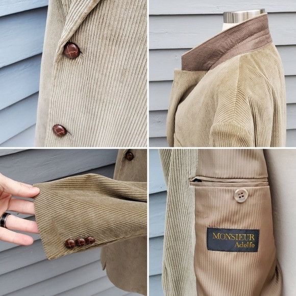 Vintage Vintage 70s Cords Western Boho Cowboy Tan Corduroy Blazer Co Size 42L - 7 Thumbnail