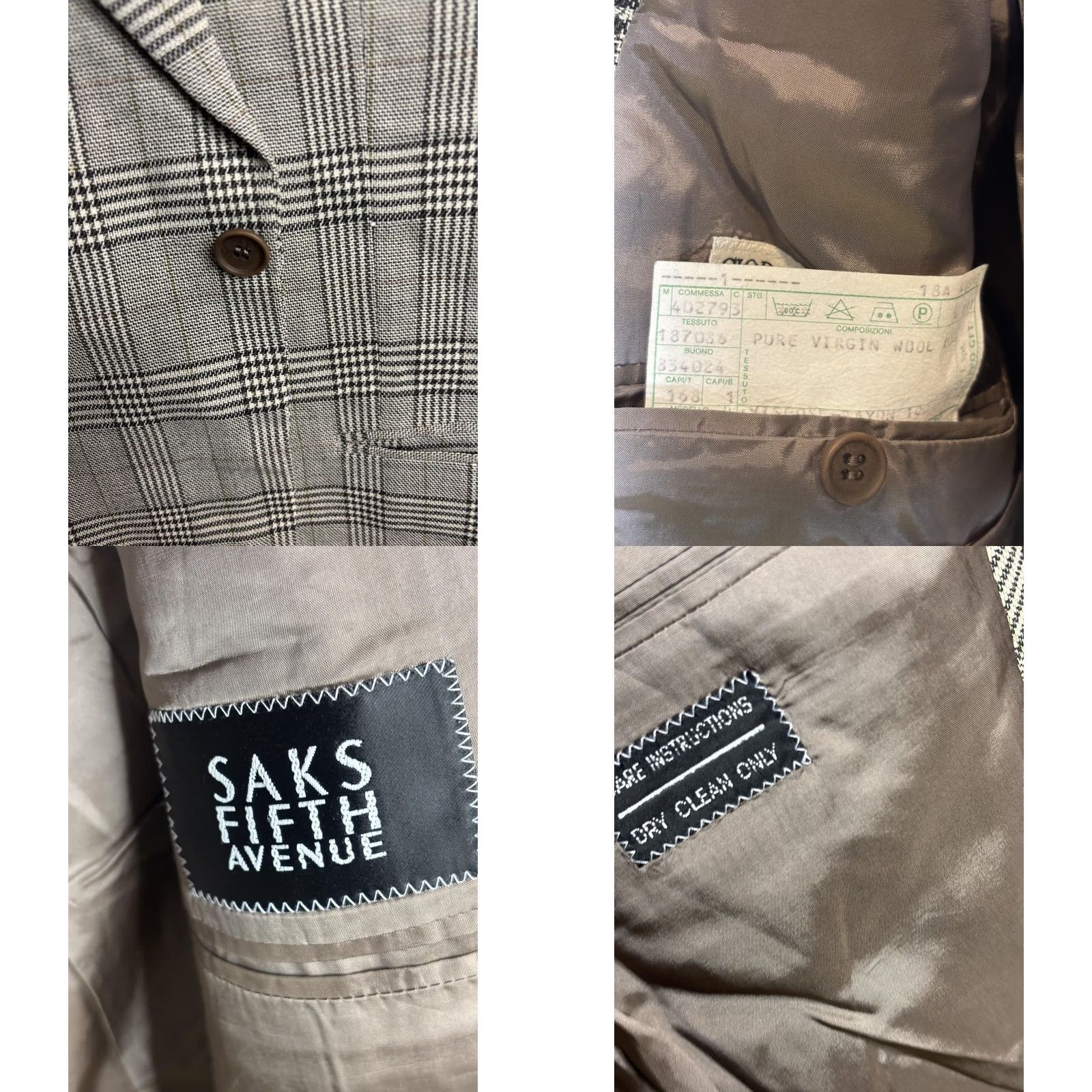 Giorgio Armani Giorgio Armani Sport Coat Mens 46 Gray Plaid Pure Virgin Wool Made In Italy Size US S / EU 44-46 / 1 - 8 Thumbnail